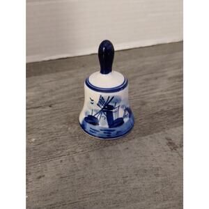 DELFT BLUE #829 Windmill Hand Bell ELESVA HOLLAND Collectible Bell